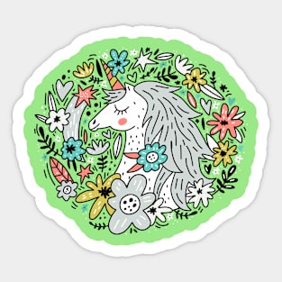 Unicorn Flowers Sticker